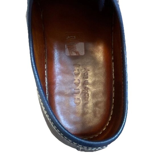 Gucci Navy Blue Leather Lace Up Low Top Sneakers Size US 9.5 | uk 9.5 | It 42.5 - Picture 6 of 7